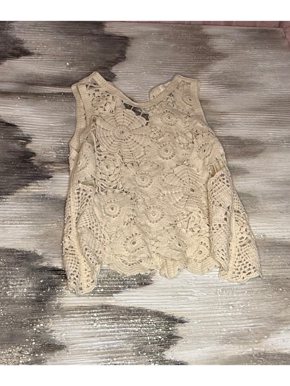 Women Rebellion Again Medium White Lace Tank Cover Up